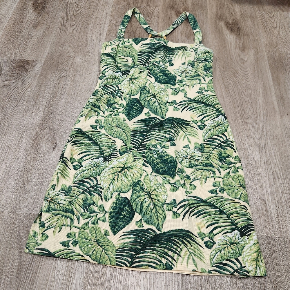 Tropical Palm Leaf Print Mini Dress by Kelly and Diane